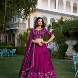 Wine Stunning Vichitra Silk Lehenga