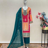 Đěsigner Party Wear Look Top Plazzo & Dupatta Set