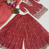 Peach Classy Silk Top Sharara