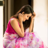 Beautifull Multy Colored Organza Silk Saree