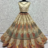 Multi Color Peacock Embroidered Designer Silk Lehengacholi