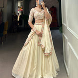 Charming Off White Embroidered Lehenga Choli