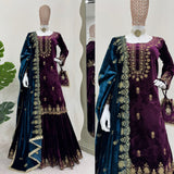 Bollywood Chinon Silk Suit Plazzo