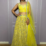 Yellow Zari Embroidered Lehenga