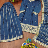 Presenting  New Designer Embroidered Chinon Sharara Suit