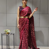 Presenting You Most Beautiful Sequins Work Ready To Wear Saree