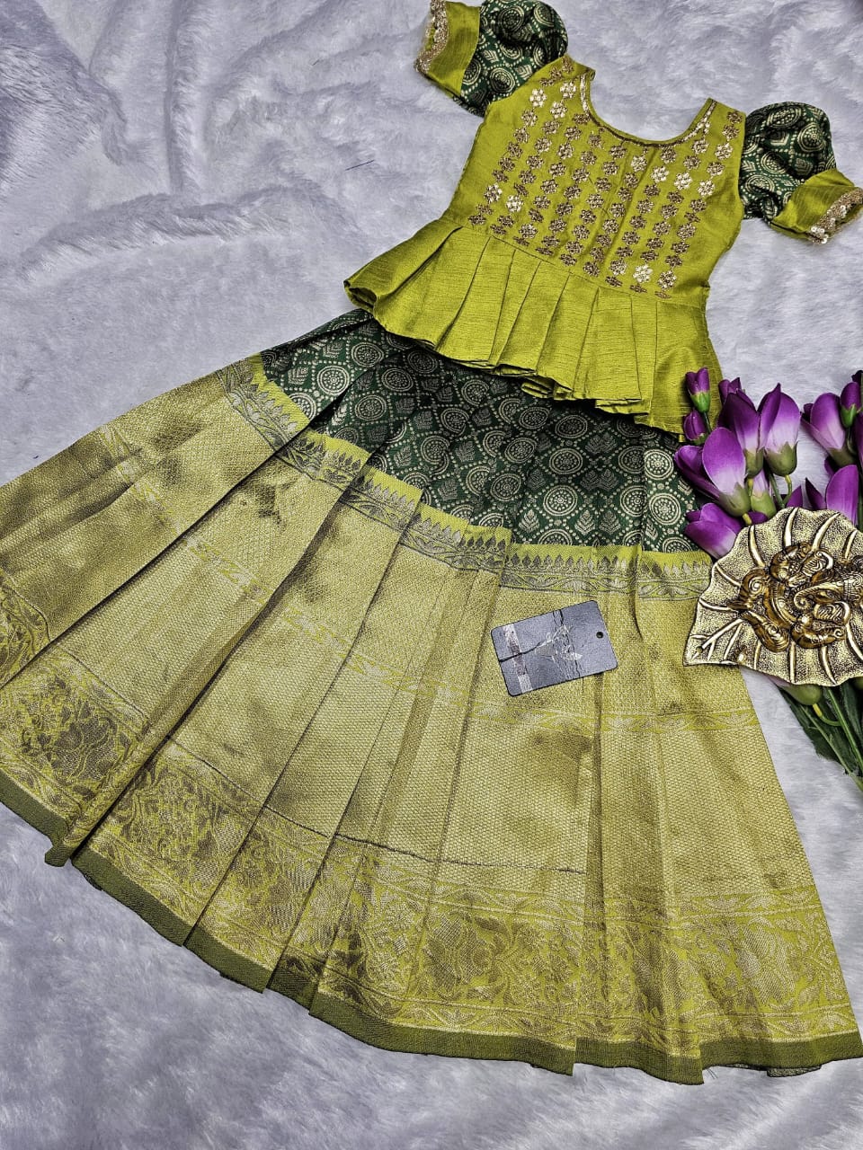 Kids Flair Kanjivaram Silk Lehenga