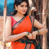 Orange Soft Lichi Silk Saree