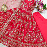 Designer Red Embroidered Gown