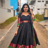 Black Traditional Silk Anarkali Suit