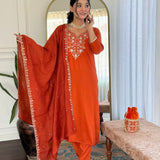 Attractive Orange Viscose Suit