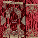 Exclusive Silk Hand Mirror Multi Threads Embroidered Lehengacholi