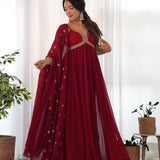 Partywear Maroon Sequance Work Gown