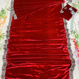 Winter  Red Velevt Saree