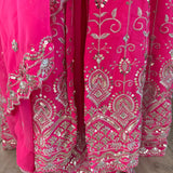 Neon Pink Royal Anarkali Set - Size XXL