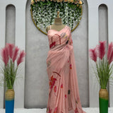 Bollywood Organza Silk printed Saree