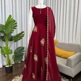 Maroon Fandy Silk Top Plazzo
