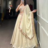 Charming Off White Embroidered Lehenga Choli