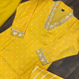 Yellow Muslin Digital Printed Suit