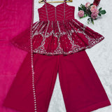 Stylish Pink Embroidered Top Sharara