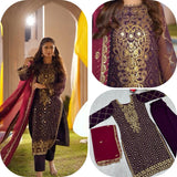 Embroidered Faux Georgette Suit