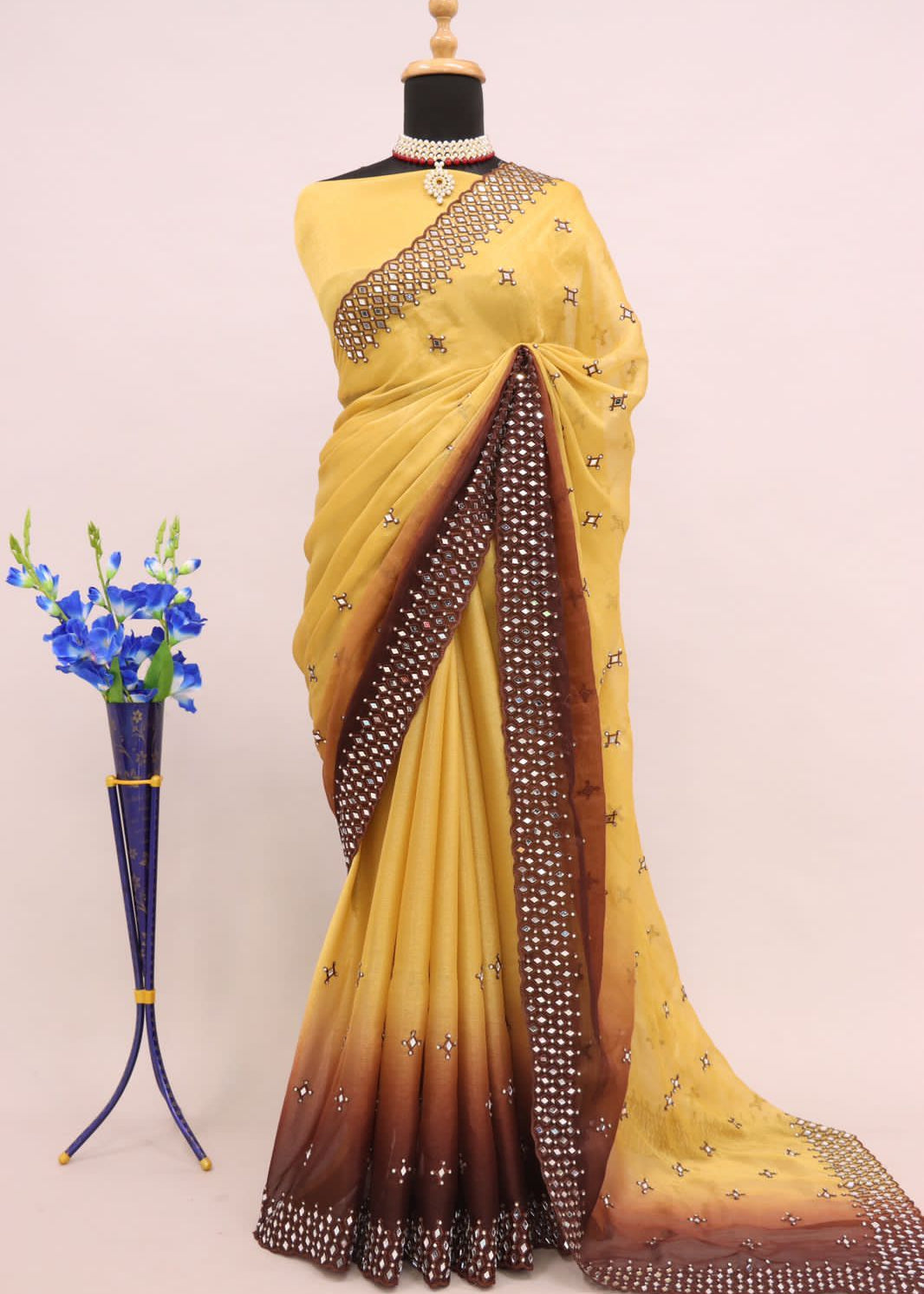 Premium  Mirror Work Saree