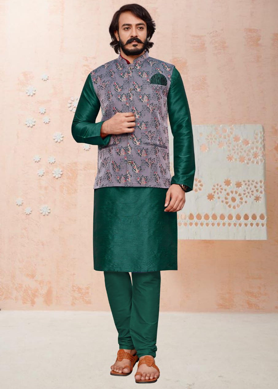 Men's Wedding Silk Kurta Koti