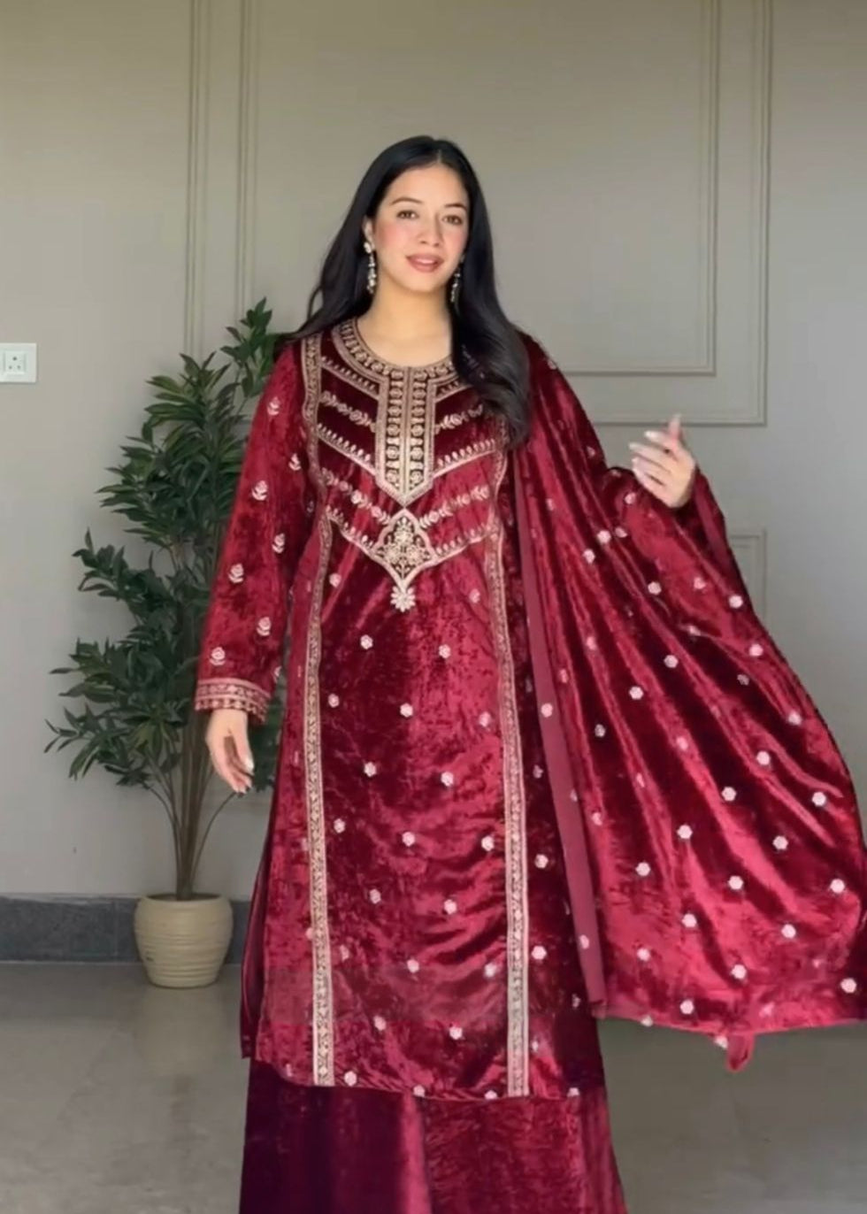 Designer Maroon Partylook Suit