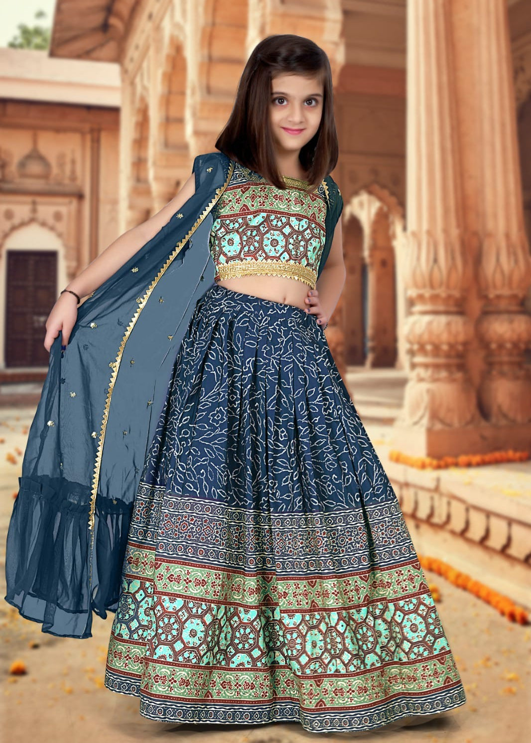 Kids Flower Printed Lehenga Choli