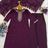 Designer Roman Silk Straight Kurti