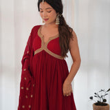 Partywear Maroon Sequance Work Gown