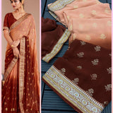 Two Tone Heavy Georgette Fabric All Over Saree Foil Print