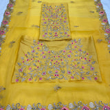 Beautiful Wedding Yellow Embroidered Saree