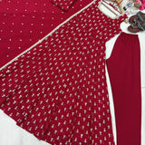 Patrywear Red Embroidered Anarkali Gown