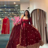 Maroon Classic Shiny Anarkali Gown