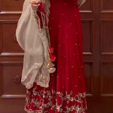 Reddish Heavy Georgette Anarkali Suit