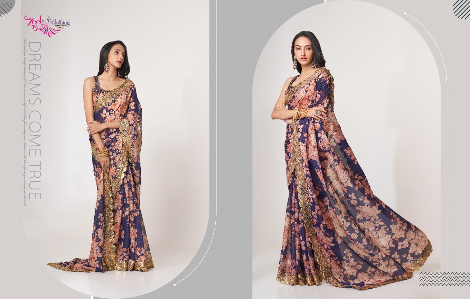 Premium Oranganza flower saree