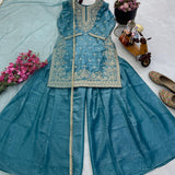 Festive Embrodiered Silk Top Plazzo
