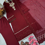 Maroon Designer Straight Suit