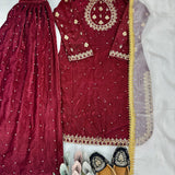 Maroon Stylish Embroidered Suit