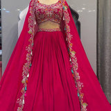 Pink Wedding Malai Satin Lehenga