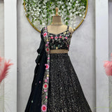 Attractive Black Sequance Lehenga Choli