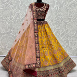 Velvet Attached Multi Embroidered Lehengacholi