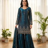 Exclusive Fendy Satin Embroidered Suit