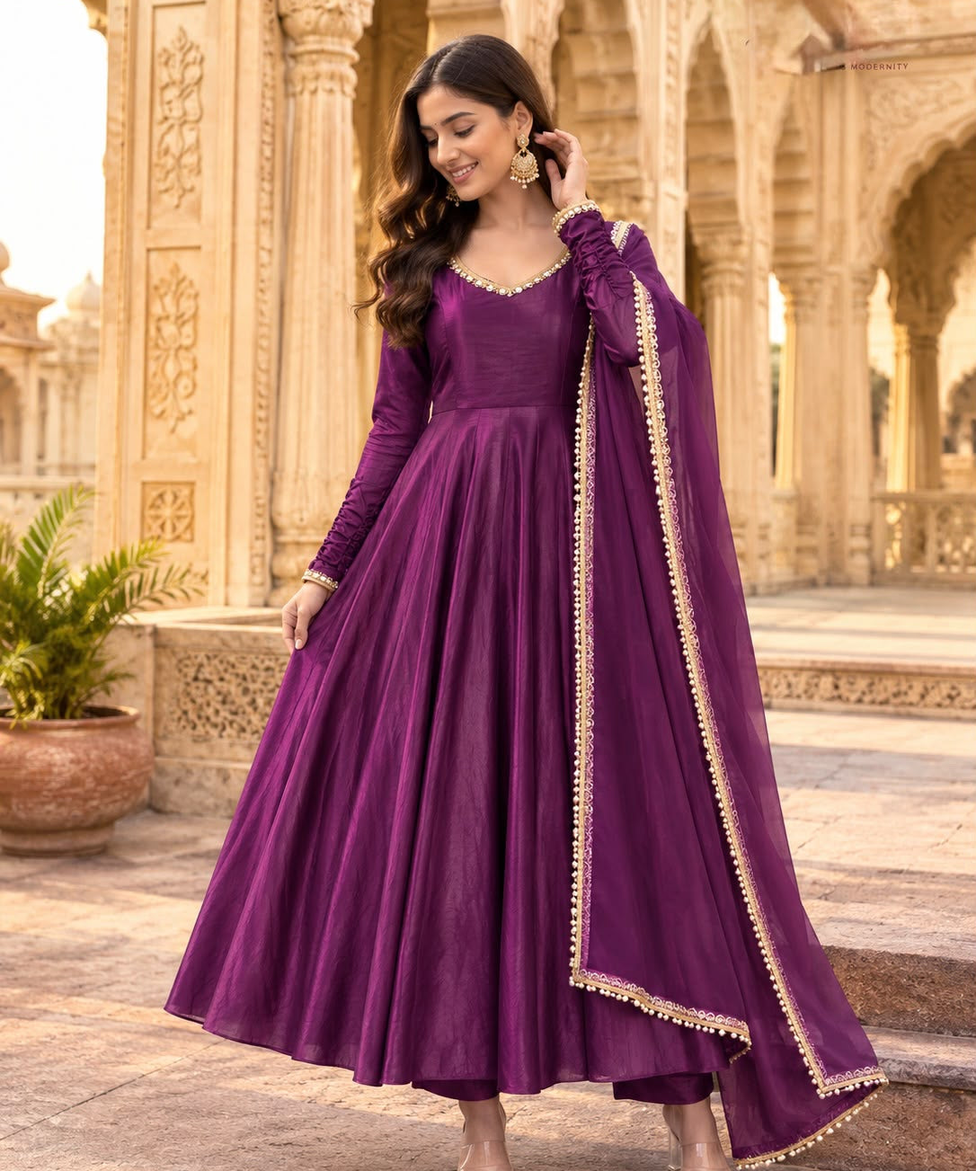 Lovely Fendy Silk Anarkali Gown