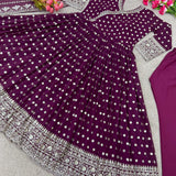 Designer Party Wear Look Full Heavy Embroidery Sequence Work Gown