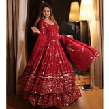 Trending Red Heavy Top Lehenga