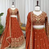 Premium Orange Embroidered Lehenga