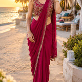 Classic Beads Work Ready To Wear Saree