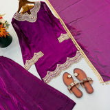 Wine Shiny Fendy Silk Suit